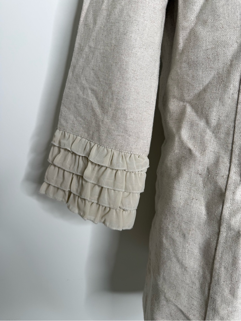 Multiples Cream Ruffle-Cuff Button Front Coat - Picture 5 of 7